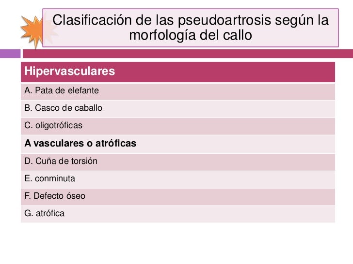 clasificacion de pseudoartrosis